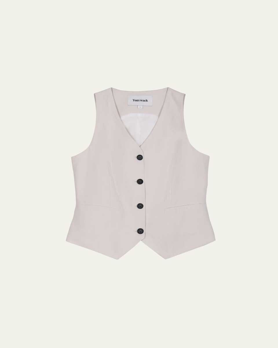 Tailored Linen-Blend Vest